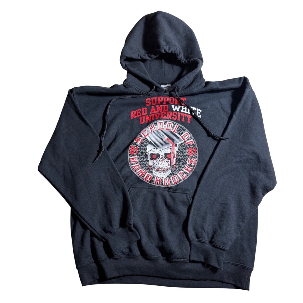 Gildan Heavy Blend School of Hard‎ Knocks Hoodie Red White University Large-1096